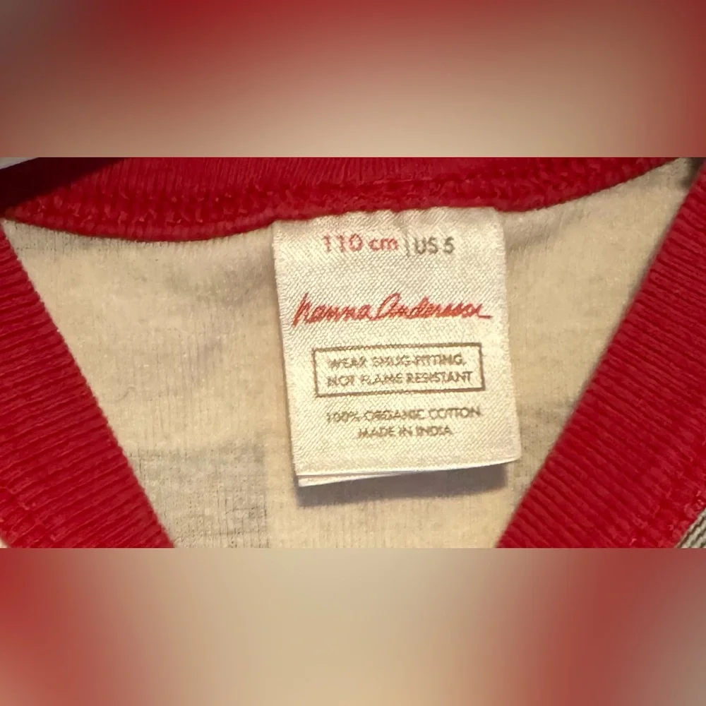 Hanna Andersson Black And White Plaid With Red Trim 5T Pajamas